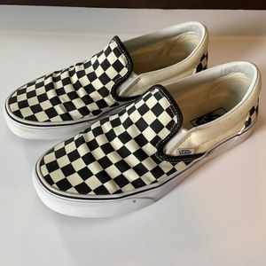 Checkerboard Vans Slip Ons